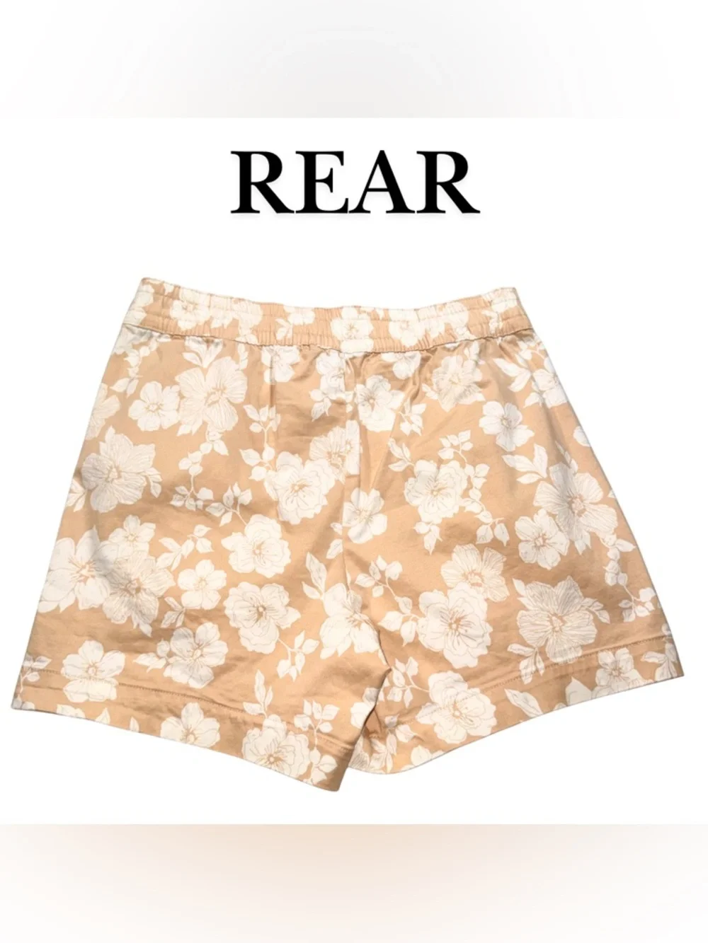 JACHS Girlfriend Floral Print Cotton‎ Shorts - Peach and Navy